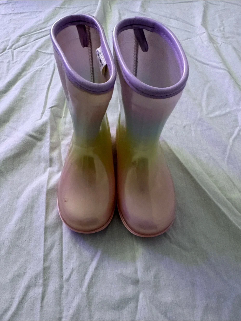 Carter's Pastel Rainbow Glossy Kids Rain Boots in Pink, Purple, Yellow